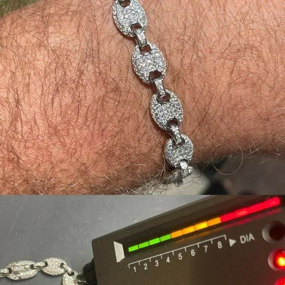 Gucci Link Bracelet Solid 925 Silver With Moissanite